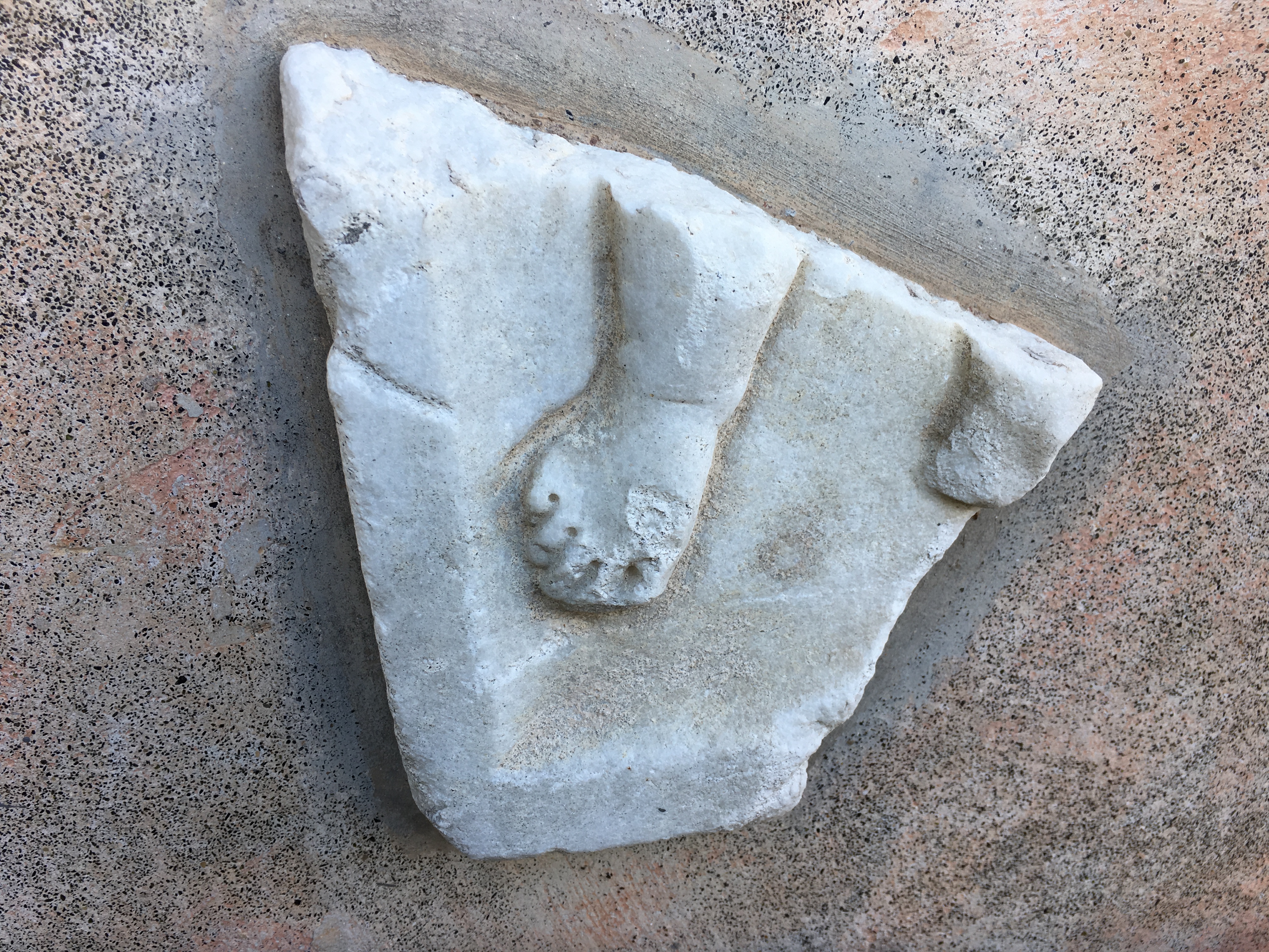 A cute toe carved 2,000 years ago and displayed on the wall of our BnB